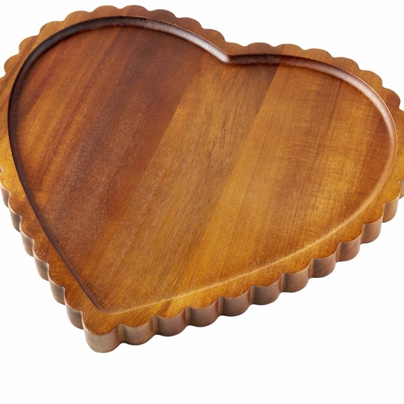 Wooden Scallop Heart Charcuterie Tray, 13" x 12" - Picture 3 of 6